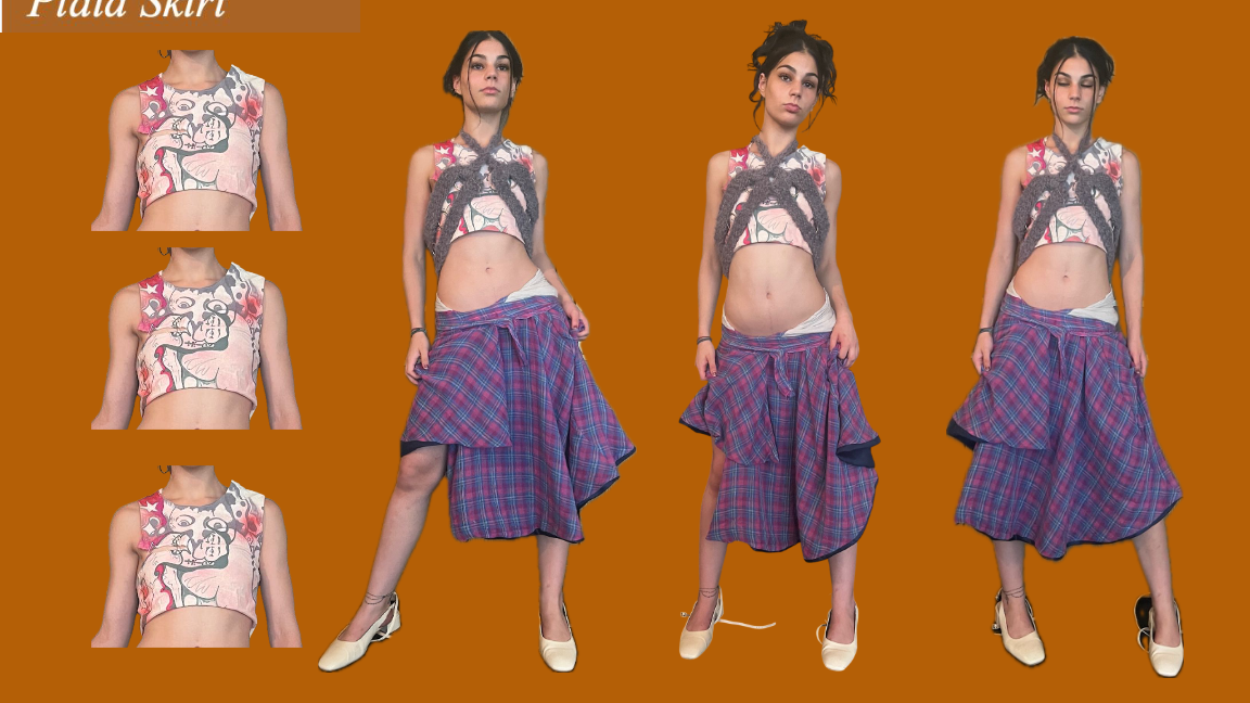 Three styled looks, finished skirt