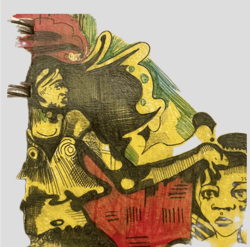 Yellow and red print study